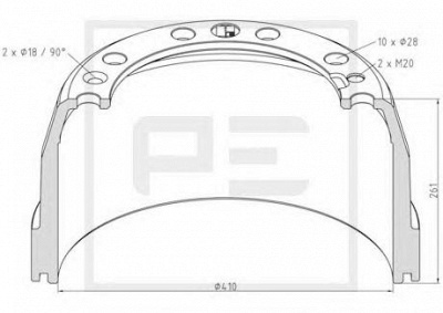 PE AUTOMOTIVE 14613100a -  Тормозной барабан